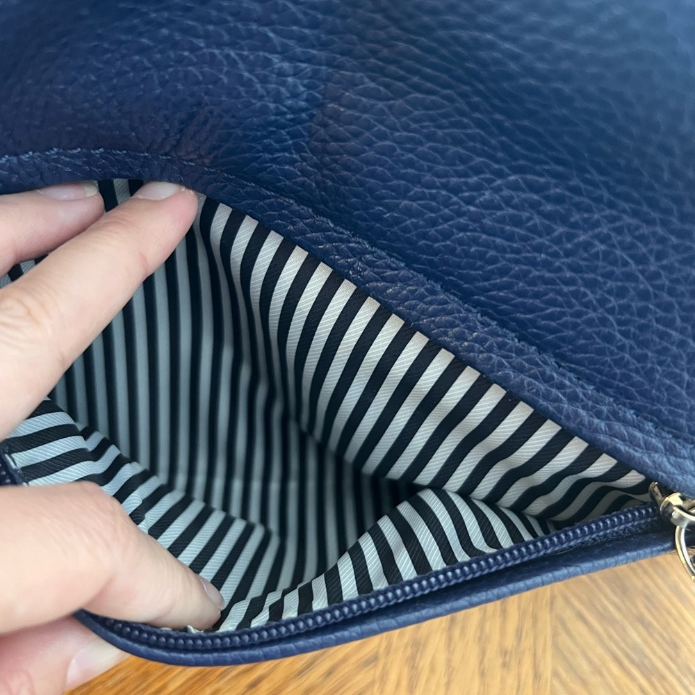 kate spade Ella Navy Blue Pebbled Leather Crossbody Bag - Picture 7 of 13